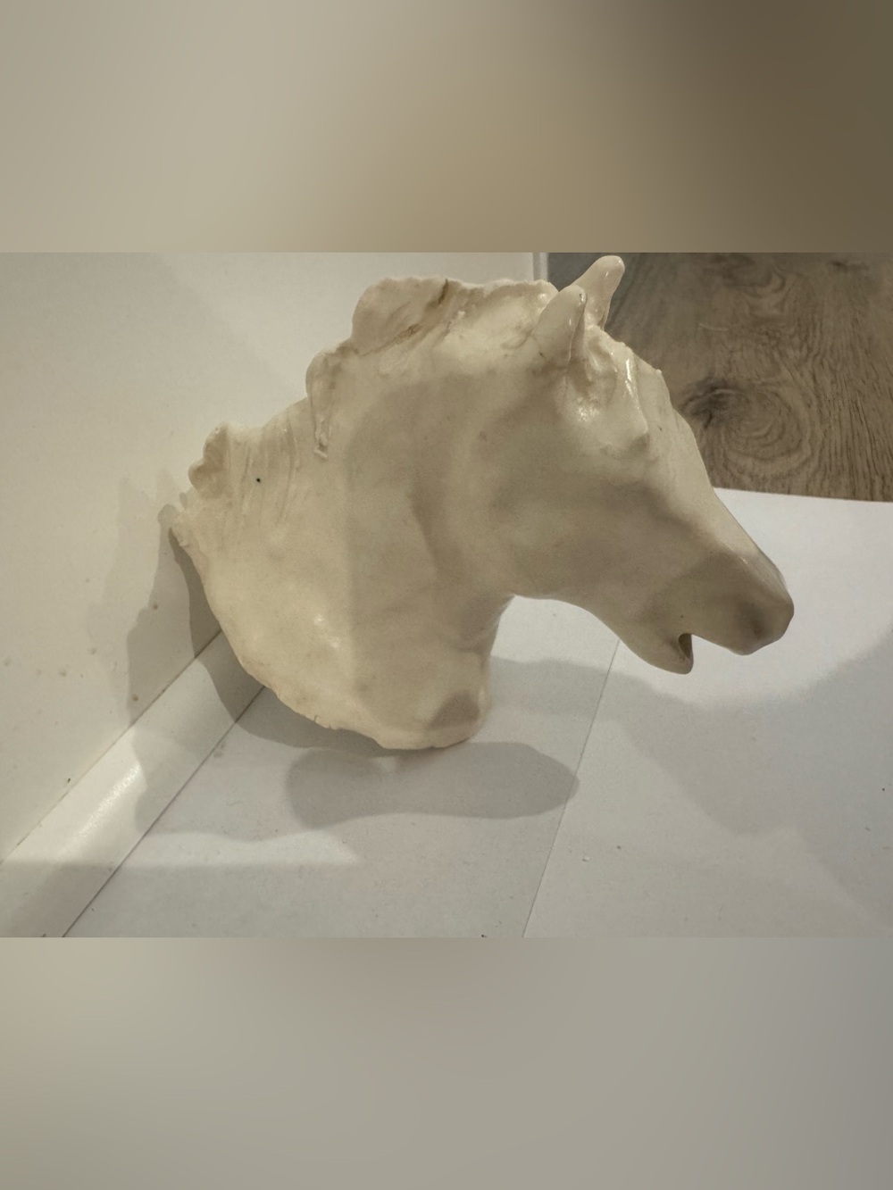 ANTIQUE HANDMADE CERAMIC HORSE HEAD SCULPTURE WALL HANGING 5x5